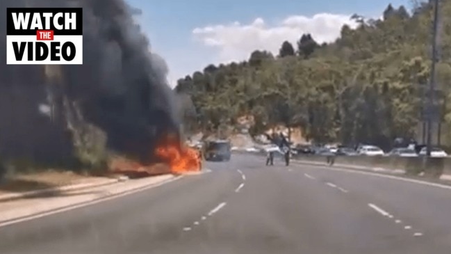 Car fire on the SE Freeway