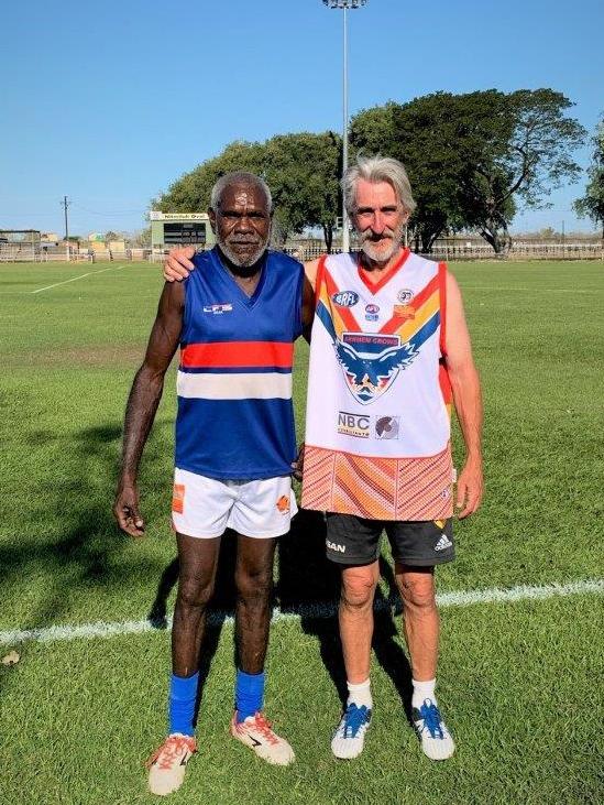 Ngukurr Bulldog veteran Keith Rogers and Malcolm Hales. Picture: SUPPLIED