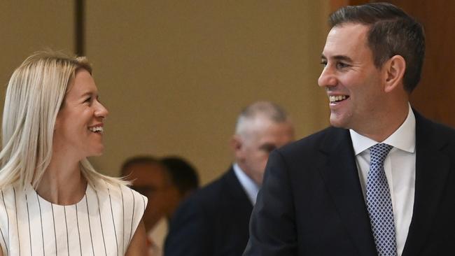 CANBERRA, Australia, NewsWire Photos. May 15, 2024: Federal Treasurer Jim Chalmers and Laura Chalmers arrive for a National Press Cub Address at Parliament House in Canberra. Picture: NCA NewsWire / Martin Ollman