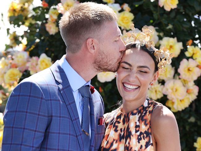 Tayla Damir with Richmond premiership player Nathan Broad. Picture: David Caird