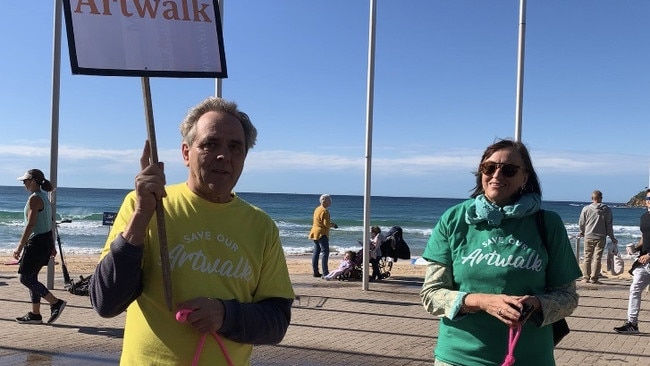 Local architect Mark Baxter and Anne-Maria Nicholson at Manly protest on June 14 2020. Picture by Madelaine Wong