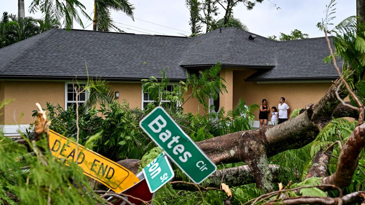 A home getting hit by a reported tornado in Fort Myers, Florida, on October 9, as Hurricane Milton approaches. Picture: Chandan Khanna/AFP