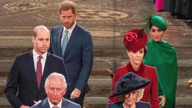 The Royal Family at the Commonwealth service at Westminster Abbey in 2020. Picture: Phil Harris/Pool/AFP