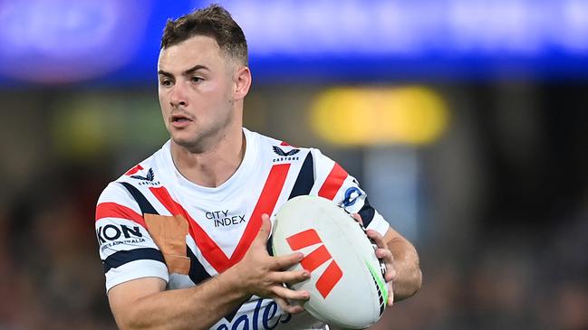 BRISBANE, AUSTRALIA - JULY 27: Sandon Smith of the Roosters in action during the round 22 NRL match between Brisbane Broncos and Sydney Roosters at The Gabba on July 27, 2023 in Brisbane, Australia. (Photo by Albert Perez/Getty Images)