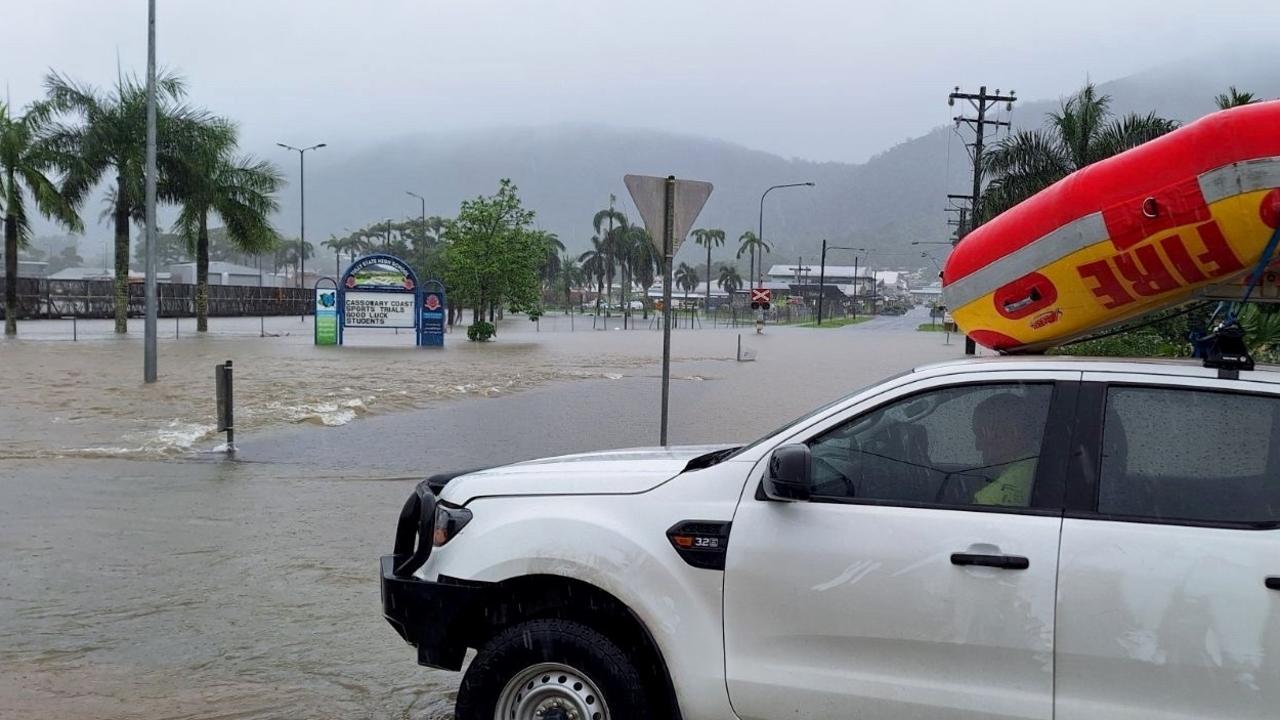 The Bruce highway is closed in both direction due to heavy rain and flash flooding in the Far North town of Tully. Picture: X/ Queensland Fire and Emergency