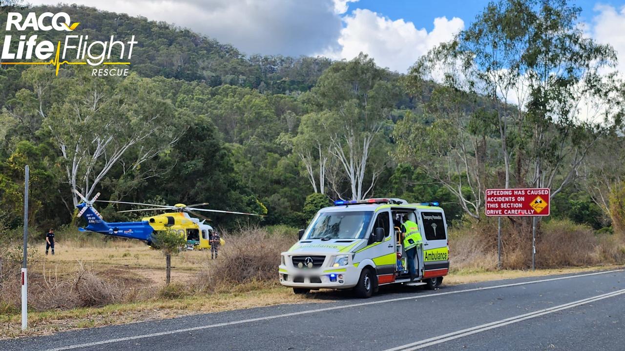 Two rescue choppers were tasked to two separate incidents on Sunday afternoon involving two separate motorbike riders. Picture: RACQ LifeFlight Rescue