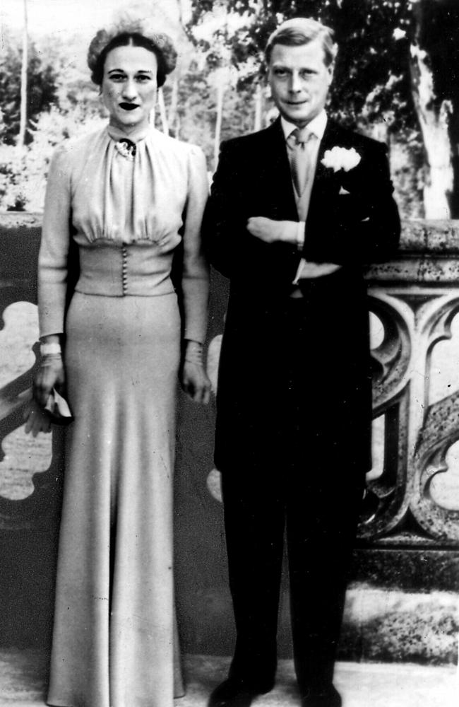 Wallis Simpson &amp; former King Edward VIII, who later became Duke &amp; Duchess of Windsor, on their wedding day in 1937. Picture: Supplied