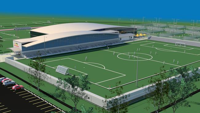 An artist’s impression of the main pitch at Football Federation SA’s State Centre of Football at Gepps Cross. Picture: Supplied