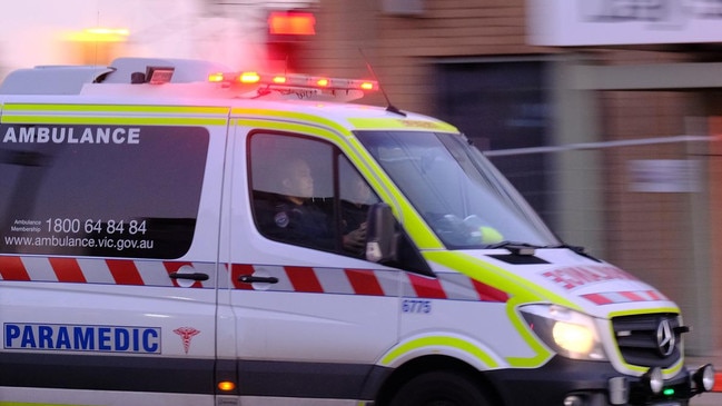 Paramedics were called to the scene where a car crashed into a tree and bursted into flames in Carrajung Lower on Tuesday afternoon.