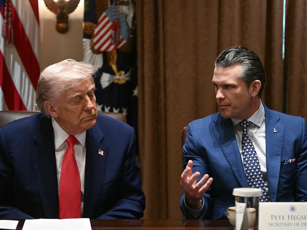 Mr Hegseth, pictured with US President Donald Trump, is facing increasing criticism from within his own camp. Picture: Brendan Smialowski/AFP