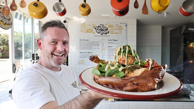 Owner Dennis Duncanson with some of the delicious food at The Yorkie Rippa which recently opened at Nobby Beach. Picture Glenn Hampson