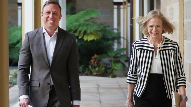 Queensland Deputy Premier and Health Minister Steven Miles with his Chief Health Officer, Dr Jeannette Young. Photo: Annette Dew.