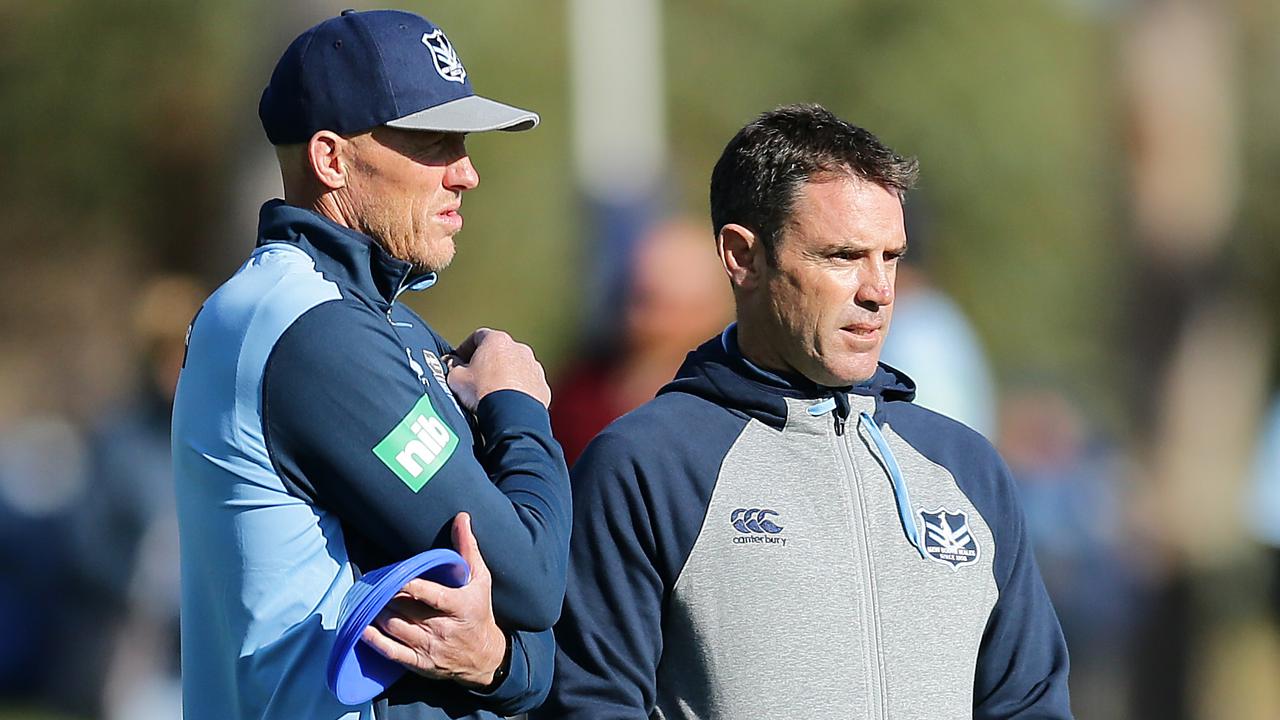 Craig Fitzgibbon and Brad Fittler at Blues training.