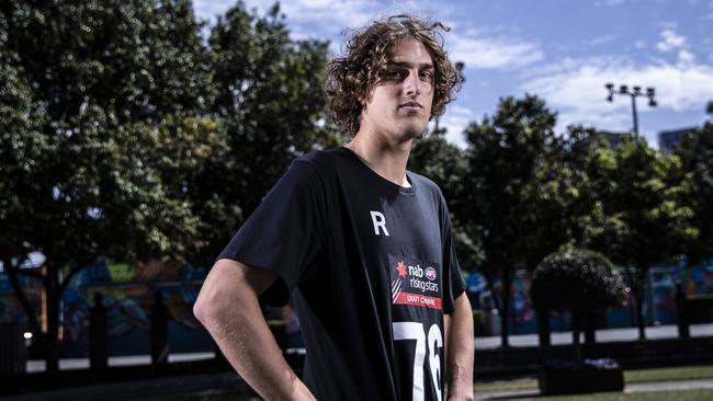 Luke Jackson poses for a photo at the Annual AFL draft profiles in Melbourne today. Picture by Wayne Taylor 2nd October 2019