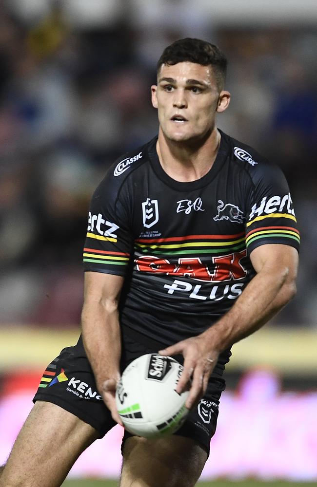 Nathan Cleary struggled to inject himself into the game. Picture: Ian Hitchcock