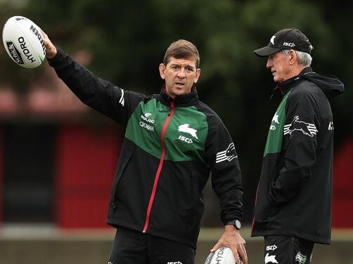 Rumours are swirling that Wayne Bennett (R) could return to South Sydney to replace Jason Demetriou (L). Picture: Getty Images