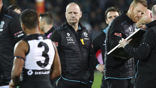 Ken Hinkley looks on during the first elimination final. Picture: Sarah Reed