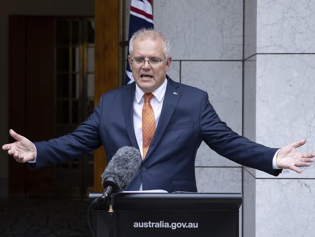 Scott Morrison hopes COVID-19 will eventually be considered akin to the flu. Picture: NCA NewsWire/Gary Ramage