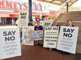 OWN EXPENSES: Cashless Debit Card protesters say they're not funded by Labor. Picture: Mikayla Haupt