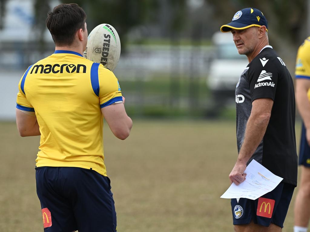 (L-R) Reed Mahoney and Brad Arthur have one more season together at the Eels. Picture: NRL PHOTOS