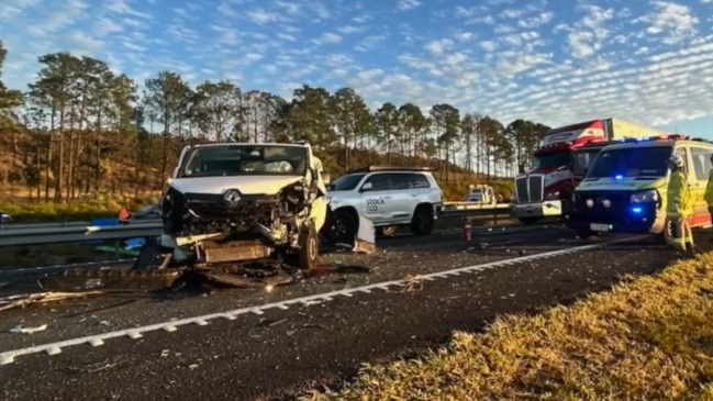 12 vehicles in two Bruce Highway crashes: Motorbike rider fighting for life