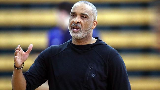 Phil Handy dishes out instructions during a Melbourne United session. Picture: Getty