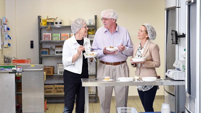 HKH Consumer Participation Committee members (l-r) Jebby Phillips, Brian Osborne &amp; Susan Forsaith in Hornsby, New South Wales, Tuesday, July 18, 2017. Do Something Day taste testing new menu at Hornsby Ku-ring-gai Hospital. (AAP Image/Troy Snook)