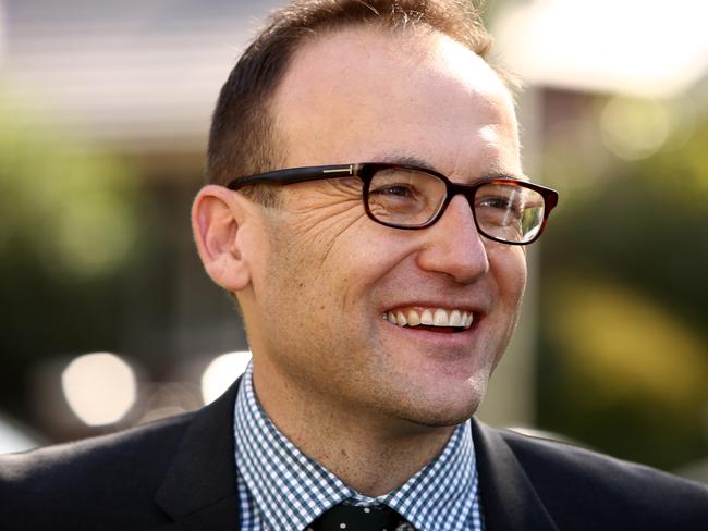 Greens candidate Jim Casey campaigning with Melbourne MP Adam Bandt. Pic Chris Pavlich