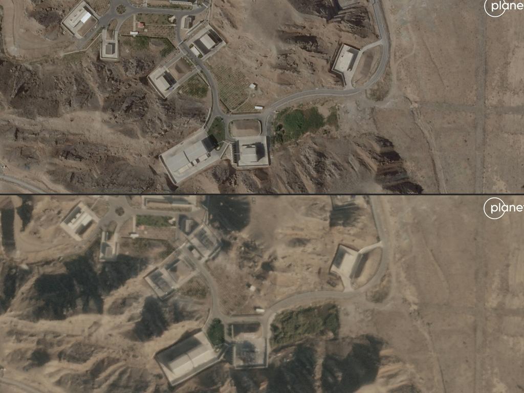 Iran’s Parchin Motor Casting Facility on September 9, top, and October 27, bottom. Picture: Planet Labs PBC/AFP