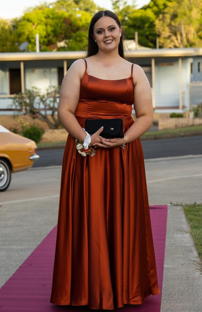 Sophie Braine, graduating class of 2023, arrives at St Patricks Formal on Friday, May 5, 2023. Gympie, Queensland. Picture: Christine Schindler