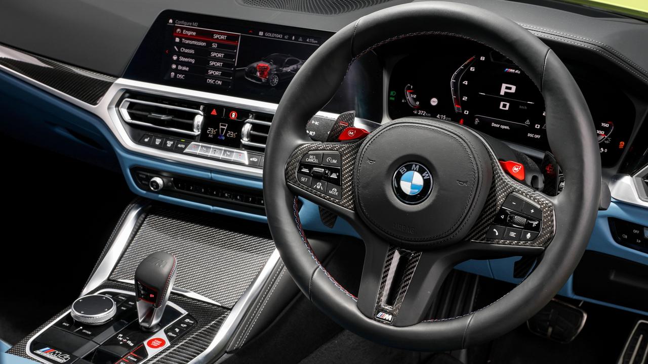 The cabin of BMW's 2022 model M4 Competition.