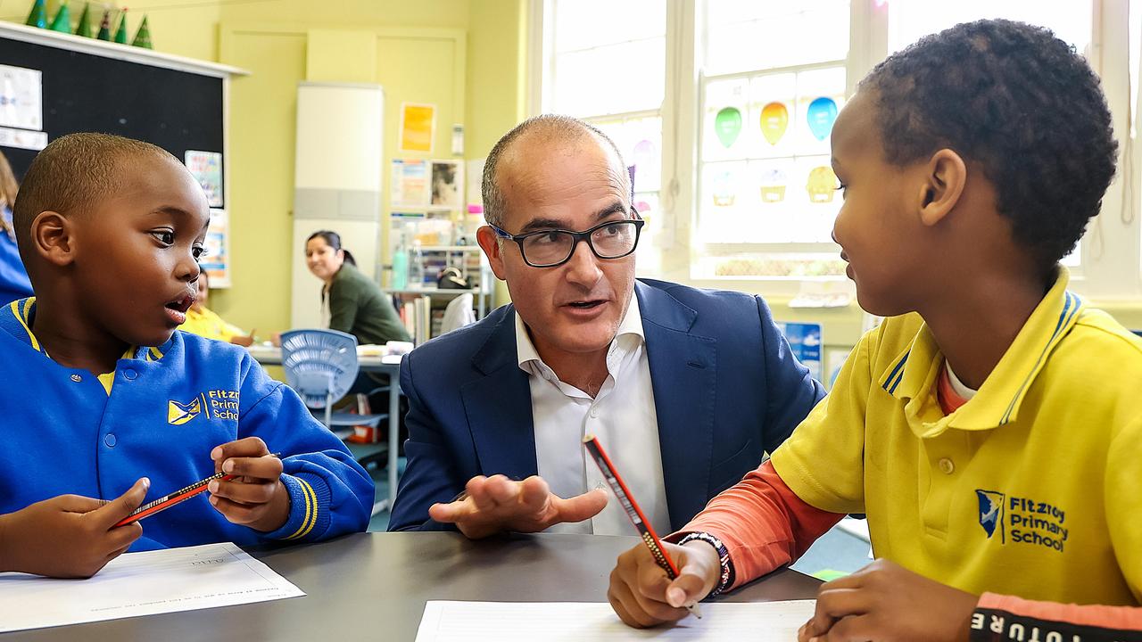 Minister Education James Merlino made the announcement at Fitzroy Primary School, which took part in the pilot. Picture: NCA NewsWire / Ian Currie