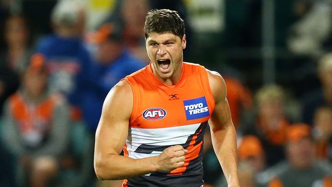 Jonathan Patton kicked six goals in the Giants’ win over Power. Picture: Getty Images