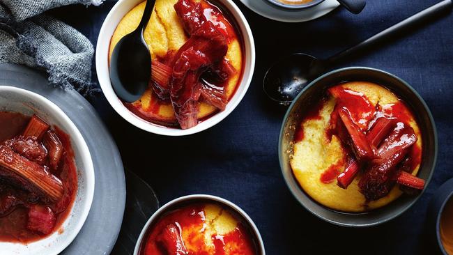 Spiced rhubarb and orange puddings. Picture: Supplied