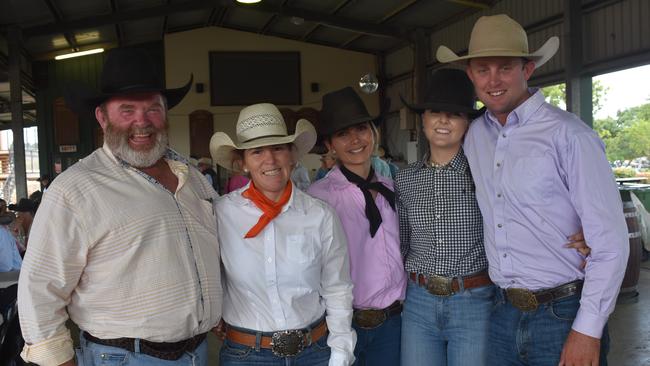 Mert Graham, Loretta Johnson, Brieana Simpson, Olivia MacCallum and Abe Graham from Kabra and Armidale at the 23rd annual Paradise Lagoons Campdraft on May 10, 2025.