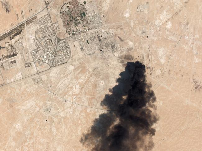 Damage to oil/gas infrastructure from drone attacks at Abqaig in Saudi Arabia. Picture: Planet Labs Inc via AFP