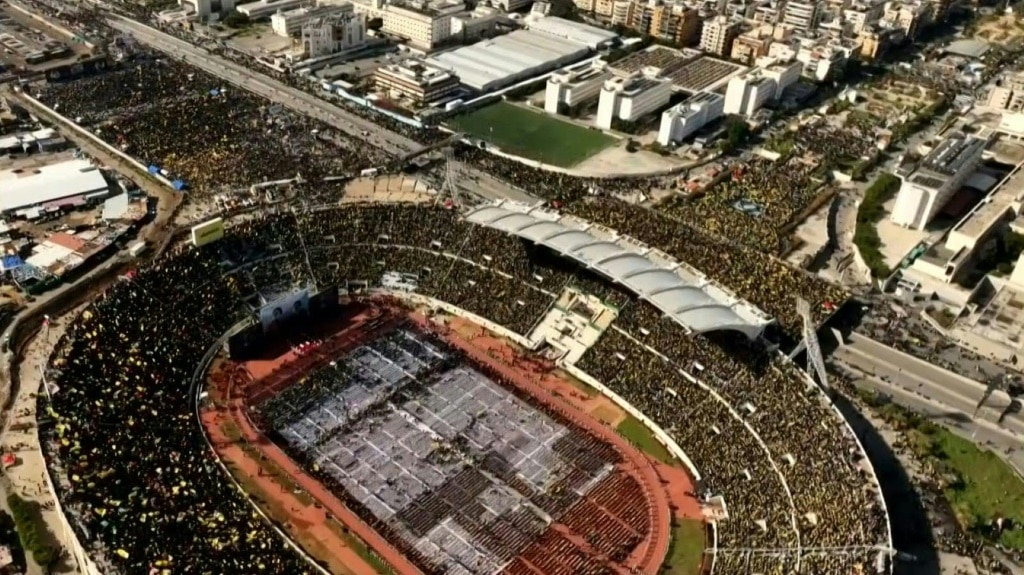 Tens of thousands vow support for Hezbollah at Beirut funeral of slain leader