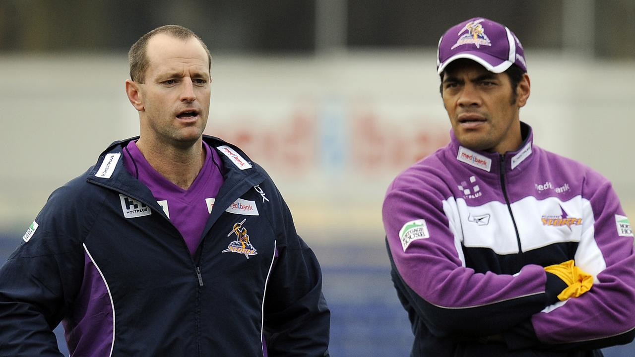 Michael Maguire and Stephen Kearney at Melbourne Storm training at Princes Park.