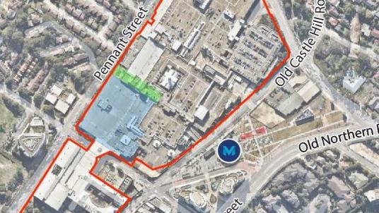 Aerial view depicting the two development areas: “zone two” (in green) and “zone three” (in blue).