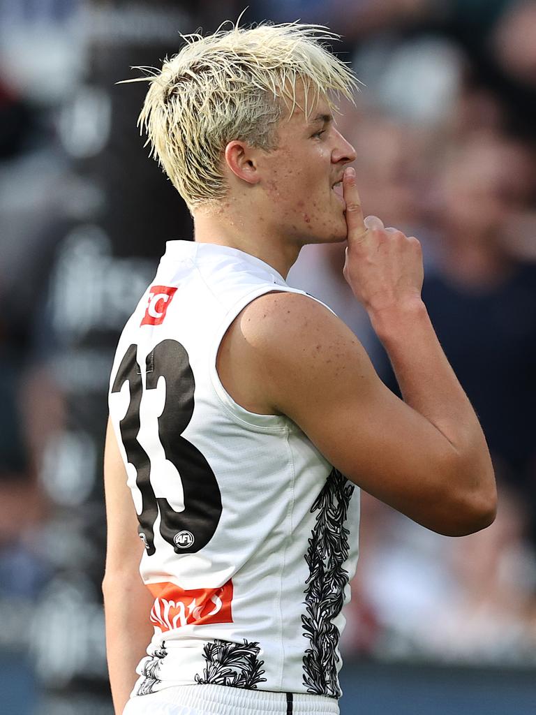 Jack Ginnivan silencing Essendon fans last Anzac Day. Picture: Michael Klein