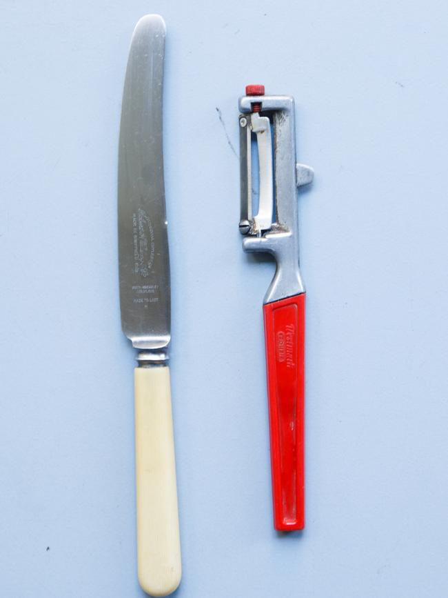 Sentimental knife and the world’s potato peeler. Picture: Tim Pascoe