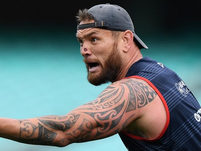 Jared Waerea-Hargreaves of the Roosters during a training session at the SCG in Sydney, Monday, September 16, 2019. (AAP Image/Joel Carrett) NO ARCHIVING, EDITORIAL USE ONLY