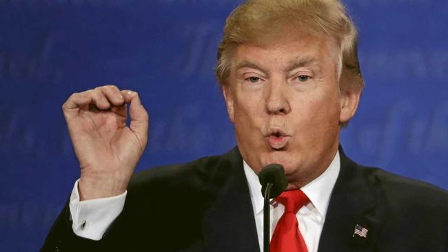 Republican presidential nominee Donald Trump speaks during the third presidential debate with Democratic presidential nominee Hillary Clinton at UNLV in Las Vegas, Wednesday, Oct. 19, 2016. (AP Photo/David Goldman). Picture: David Goldman