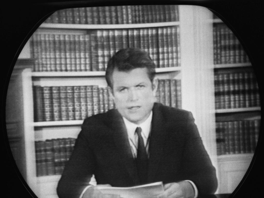 Senator Edward Kennedy makes a national address about the accident. Picture: AP Photo, File.