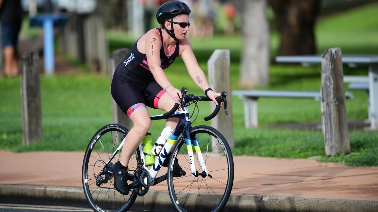 Skye Knickel on course in last year’s Rockhampton Triathlon.