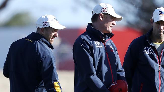 Adelaide Crows development coach Paul Thomas, left. Picture: Sarah Reed