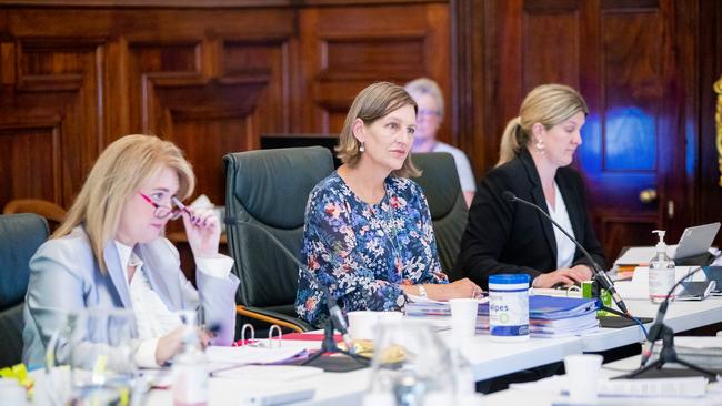 Cassy O'Connor during estimates in the Long Room, Parliament. Picture: RICHARD JUPE