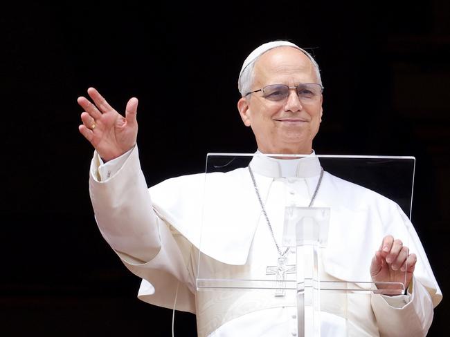 Pope Leo XIV leads the Regina Caeli prayer in St Peter's Square on Sunday. Picture: Franco Origlia/Getty Images