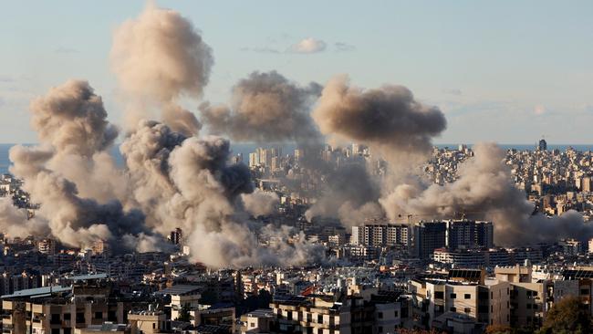 Smoke billows over Beirut's southern suburbs after an Israeli strike, amid the ongoing hostilities between Hezbollah and Israeli forces. Picture: Reuters