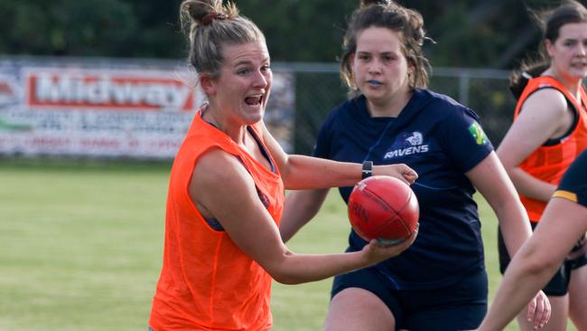 Coburg women's first signing – Maddie Edwards – in action at training.